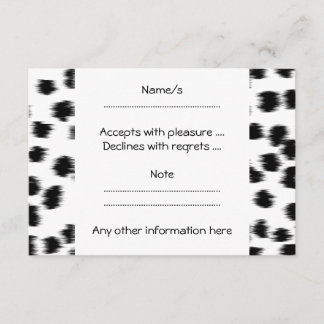 Black and White Dalmatian Print Pattern. RSVP Card