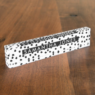 Black and White Dalmatian Print Personalised Namep Nameplate