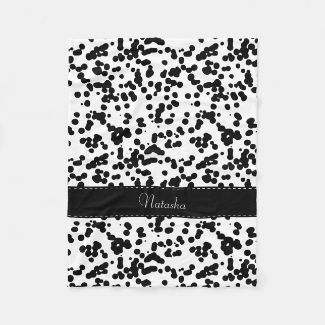 Black and White Dalmatian Spots Fleece Blanket (Front)