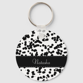 Black and White Dalmatian Spots Key Ring
