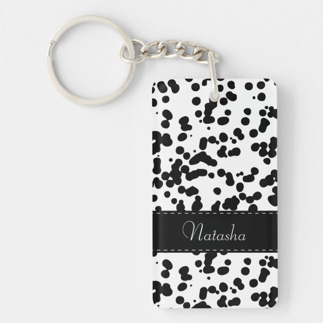 Black and White Dalmatian Spots Key Ring (Front)