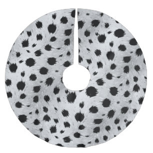 Black and White Dalmatian Spots Pattern Brushed Polyester Tree Skirt