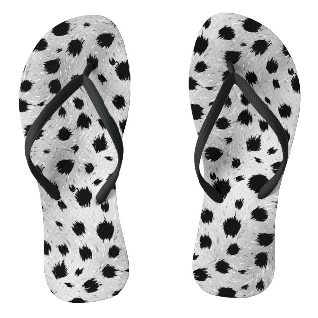 Black and White Dalmatian Spots Pattern Jandals (Footbed)