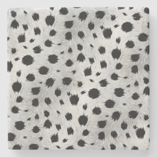 Black and White Dalmatian Spots Pattern Stone Coaster