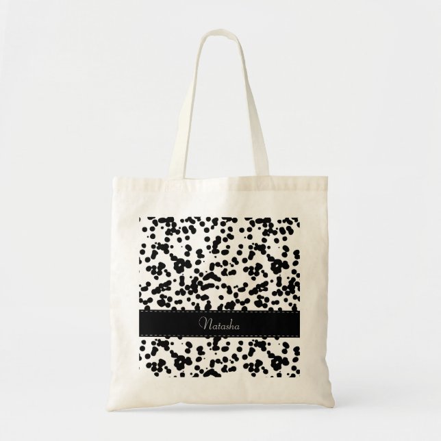 Black and White Dalmatian Spots Tote Bag (Front)