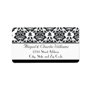 Black and White Damask Address Label