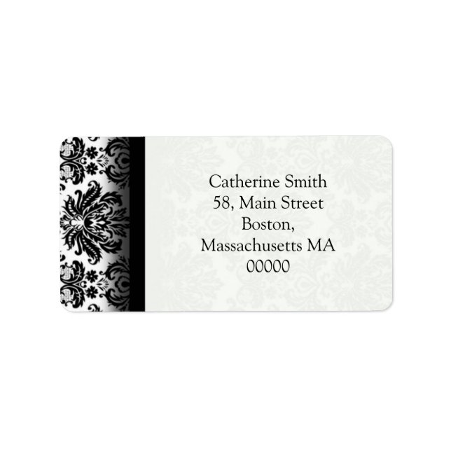 Black and White Damask Address Labels (Front)