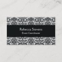 Black and White Damask Business Card