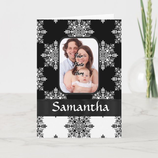 Black and white damask card (Front)