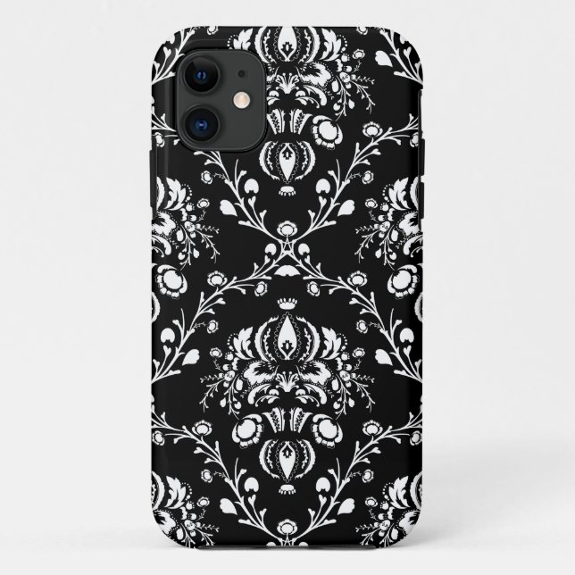 Black and White Damask Case-Mate iPhone Case (Back)