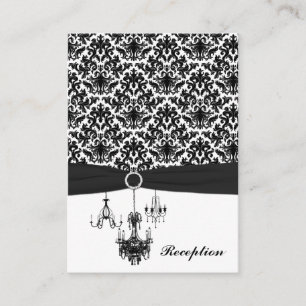 Black and White Damask Chandeliers Enclosure Card