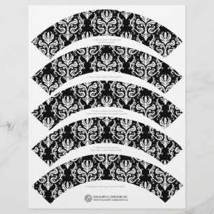 Black and White Damask Cupcake Wrappers