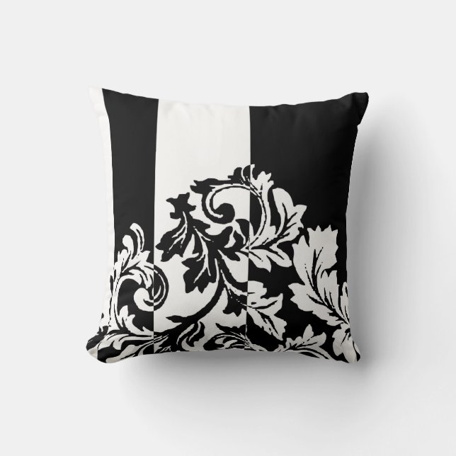 Black and White Damask Cushion (Front)