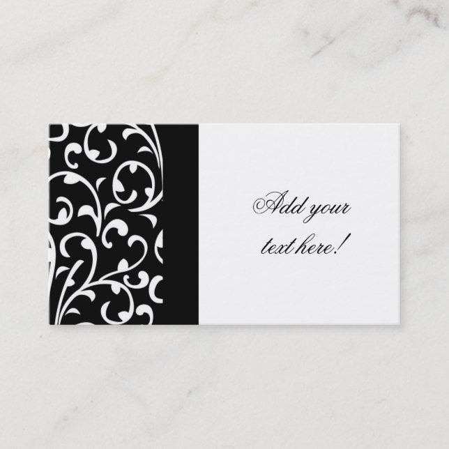 Black and White Damask Customisable Business Card (Front)