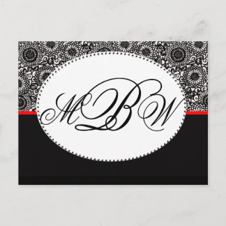 Black and white damask customise your own monogram postcard