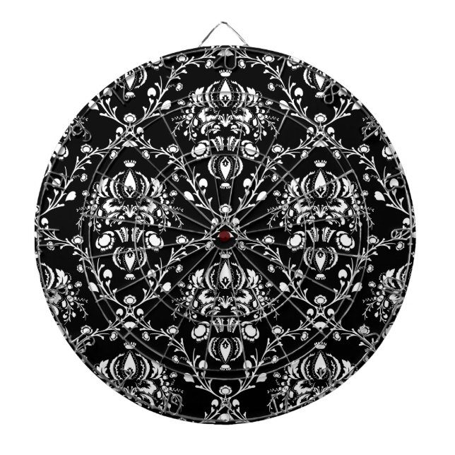 Black and White Damask Dartboard (Front)