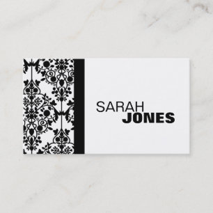 Black and White Damask Elegant Business Card