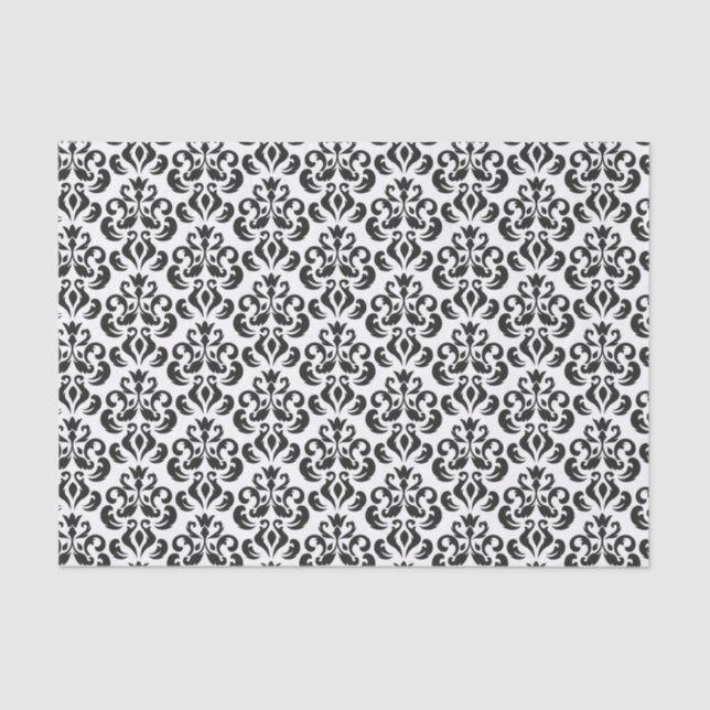 Black and White Damask Elegant Tissue Paper (Front)