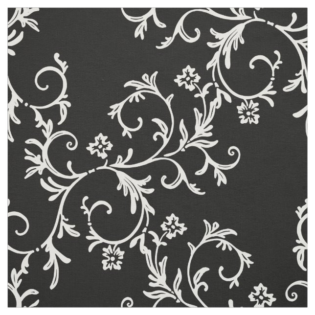 Black and White Damask Fabric (Swatch)