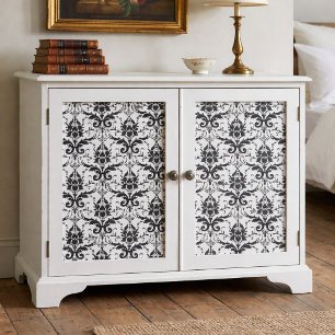 Black And White Damask Floral Pattern Tissue Paper