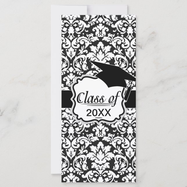 black and white damask flourish graduation (Front)