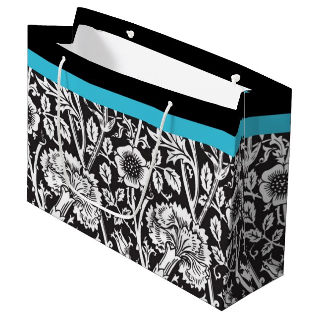 Black and White Damask Gift Bag (Front Angled)