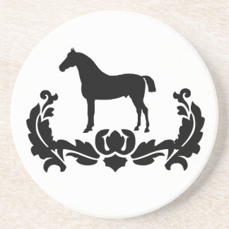 Black and White Damask Horse Coaster