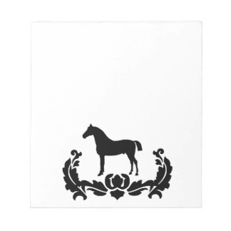 Black and White Damask Horse Notepad