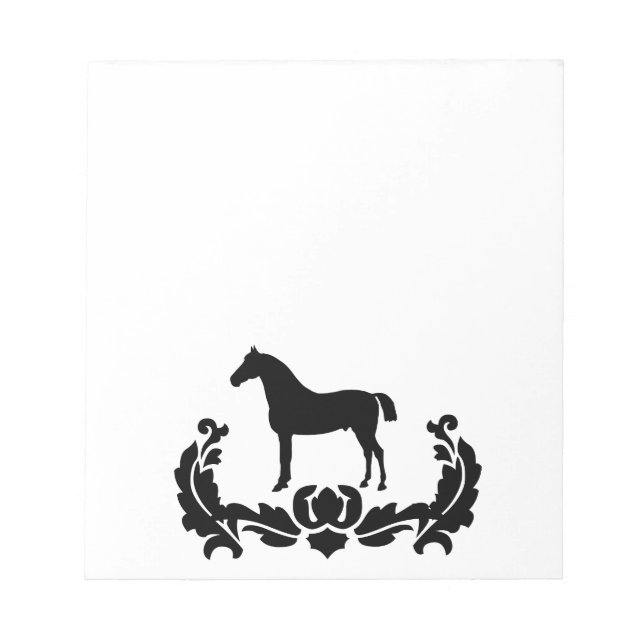 Black and White Damask Horse Notepad (Front)