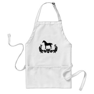 Black and White Damask Horse Standard Apron