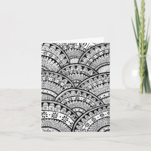 Black and White Damask Indian Mandala Thank You Card