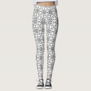 Black And White Damask Leggings