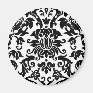 Black and White Damask Magnet