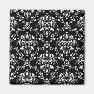 Black and White Damask Magnet