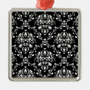Black and White Damask Metal Tree Decoration