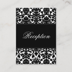 Black and White Damask on Linen Enclosure Card