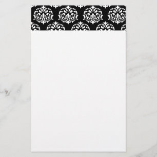 Black and White Damask Pattern Stationery