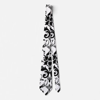 Black and White Damask Pattern Tie
