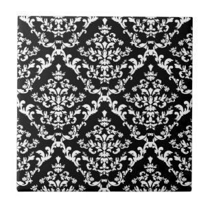 Black and White Damask Pattern Tile