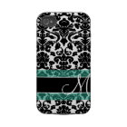Black and White Damask Pattern with Monogram