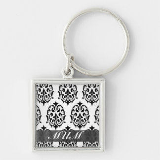 Black and white damask personalised mum key ring
