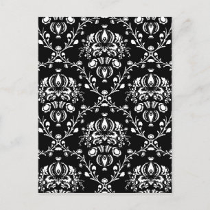 Black and White Damask Postcard
