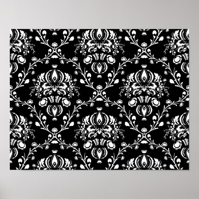Black and White Damask Poster (Front)