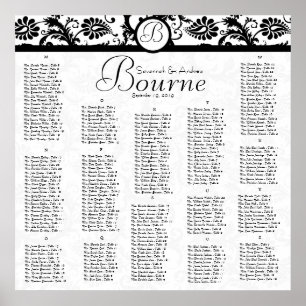 Black and White Damask Reception Seating Chart