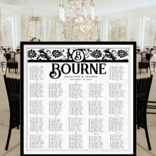 Black and White Damask  Reception Seating Chart