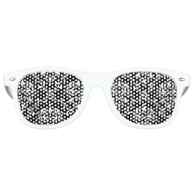 Black and White Damask Retro Sunglasses (Front)