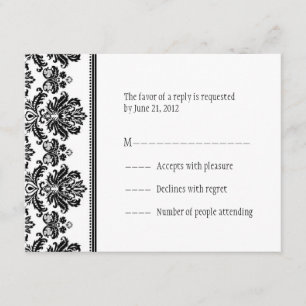 Black and White Damask RSVP Cards