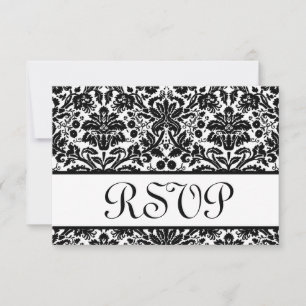 Black and White Damask RSVP Wedding Response Card