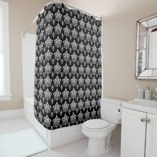 Black and White Damask Shower Curtain