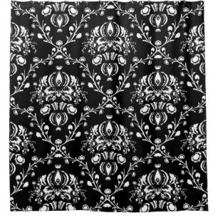 Black and White Damask Shower Curtain
